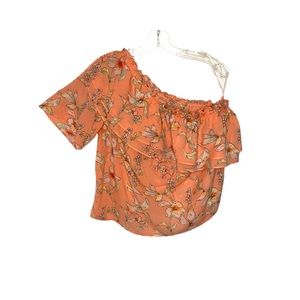 Orange Floral off shoulder top (S)
